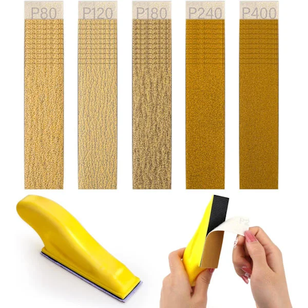 Mikroslipmaskinssats med 100 st sandpapper 80 till 400 korn sandpappersark vått torrt detaljsandpapper fingerslipmaskin för hantverk möbelpolering