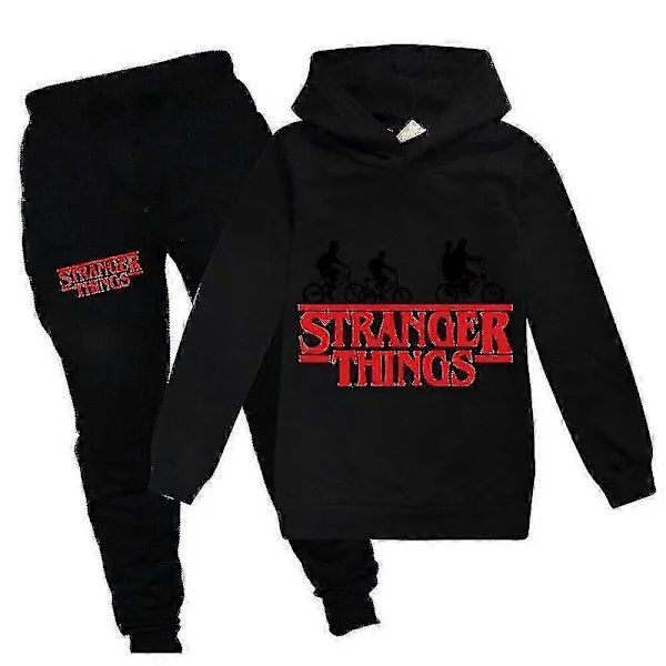 [KK] Stranger Things Tryck Sportkläder Barn Pojkar Flickor Hoodie Tröja Långbyxor Träningsoverall Set Ny Ankomst