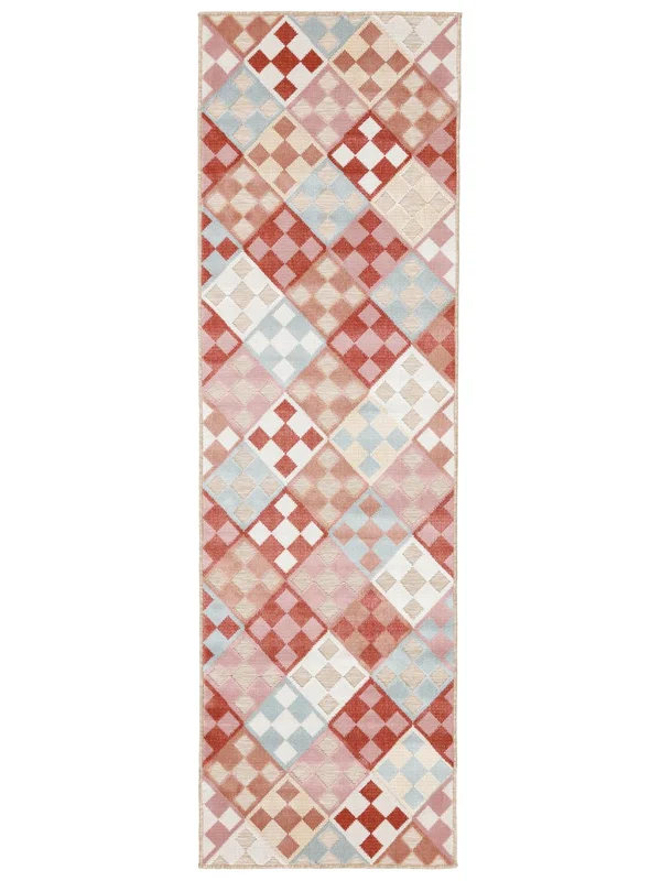 Indoor/Outdoor Rug Geometric Washable Small Kusta - Beige/Multicolor 80X250 Modern Style