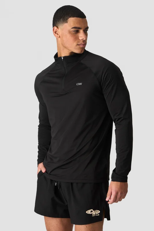 ICANIWILL - Mirage 1/4 Zip Long Sleeve Black - Träningströja - Herr - Träningskläder från ICIW