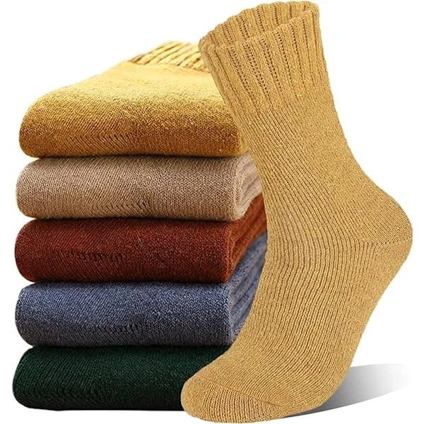 Warm Winter Socks for Women - 5 Pack Thick Winter Socks - Thermal Men's Socks