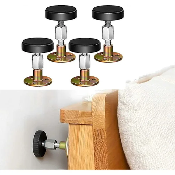 4 Pieces Adjustable Threaded Bed Frame Anti-Shake Tool, Headboard Anti-Shake Tool for Beds Cabinets Sofas (47-64mm)
