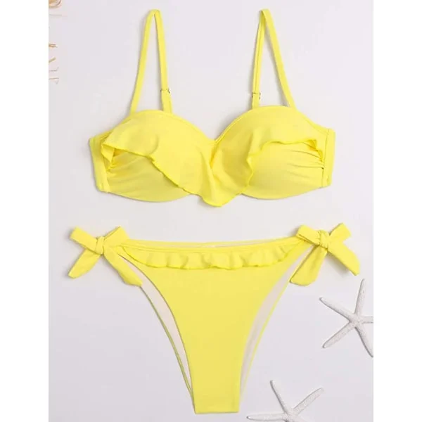IC NOE Naisten Bikini Volangit Yläosa Sivusolki Alaosa Kaksiosainen