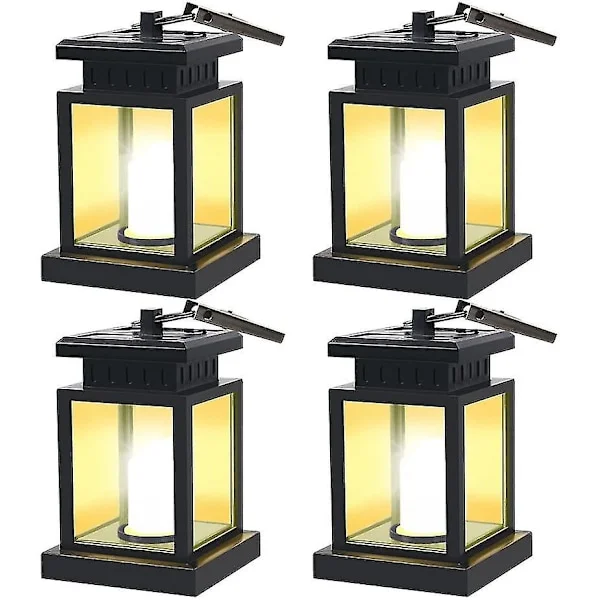 Aurinkokenno LED Lyhty, Vintage Aurinkovoimalla Toimivat Vedenpitävät Riippuvat Varjo Lyhty Kynttilävalot (4kpl)