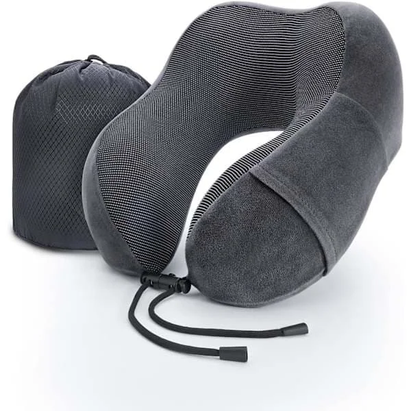 Reisepute Nakkepute Memory Foam Myk Komfort og Støtte Reisefly Nakkeputer, U-formet Pute for Søvn Grå