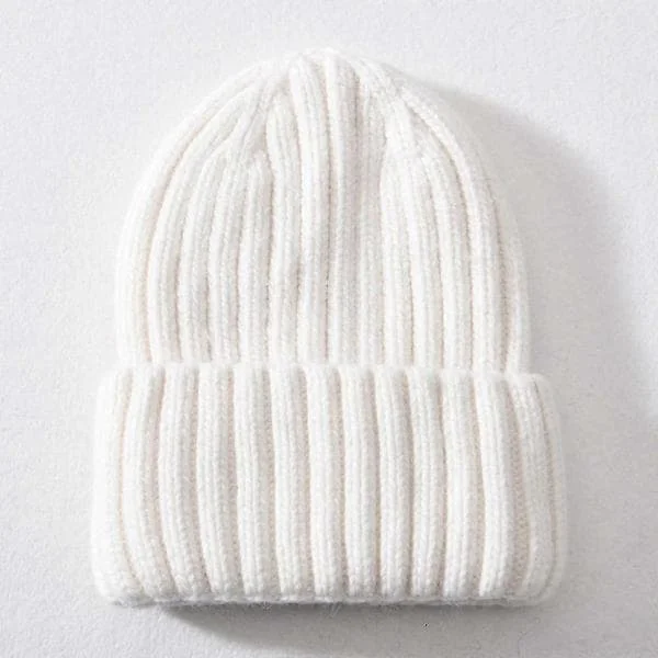 Vinter Silke Satin Foret Hue Huer Kvinder Mænd Unisex Tyk Chunky Hue Stribet Varm Blød Cashmere Strikket Hue