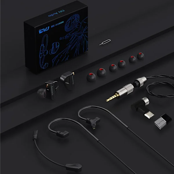 CVJ Assassin Hörlurar 1BA+1DD+1 Vibrationsbrytare Justerbar Gaming E-sport In-Ear Type-C Hifi Hörlurar Konoka Mermaid2
