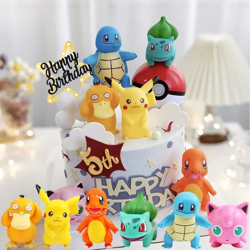 AliExpress - Ensemble de décoration de gâteau Pokemon, figurines Pokemon, décoration de gâteau Pikachu, boule Poké, créatures magiques, jouets, décor 