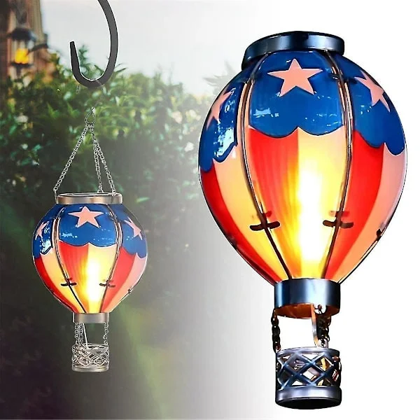 Soldriven varmluftsballong Ljuslykta Utomhus Trädgård Hängande Dekorationer LED-lampor 32cm