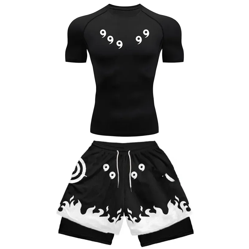 AliExpress - Anime Kompression Set Laufen Sport Fitness Anzug für Männer Schnell Trocknend Kompression Shirt + Gym Shorts 2PCS Workout sommer 