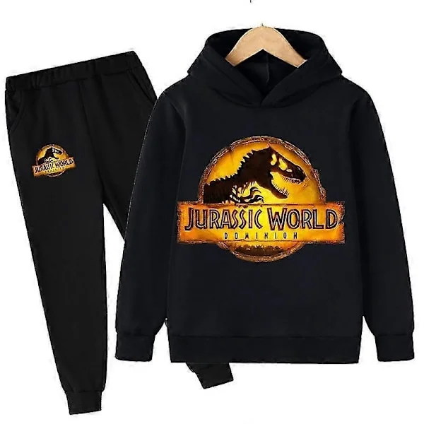 Barn Dinosaurie Huvtröjor Byxor Set Pojkar Flickor Jurassic World Dominion Tröjor med huva Barn Mode Pullovrar Kläder Kostym-Perfekt