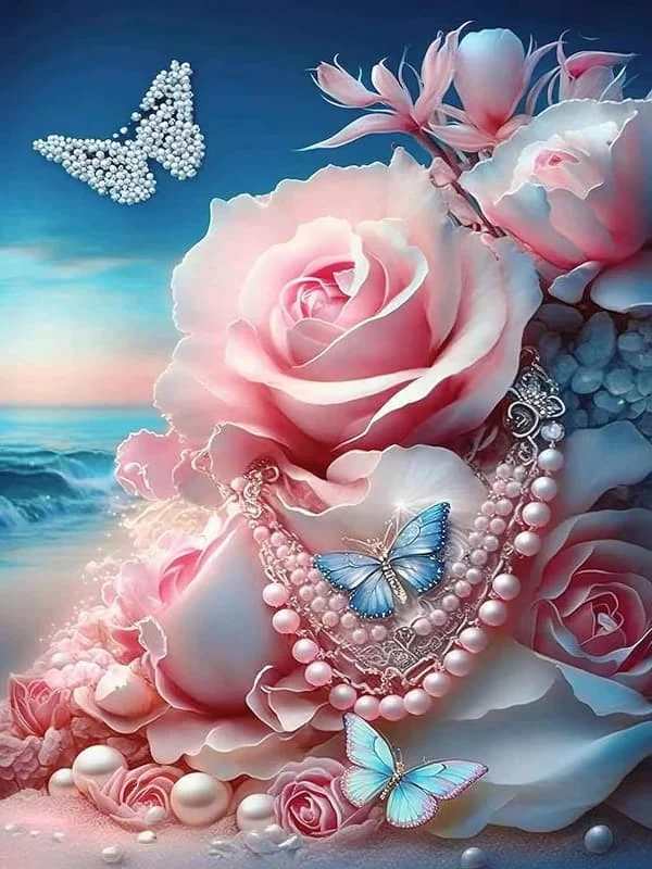 (Blomster lyserød, 30X40CM) 5D diamant kunst maleri kit, DIY co