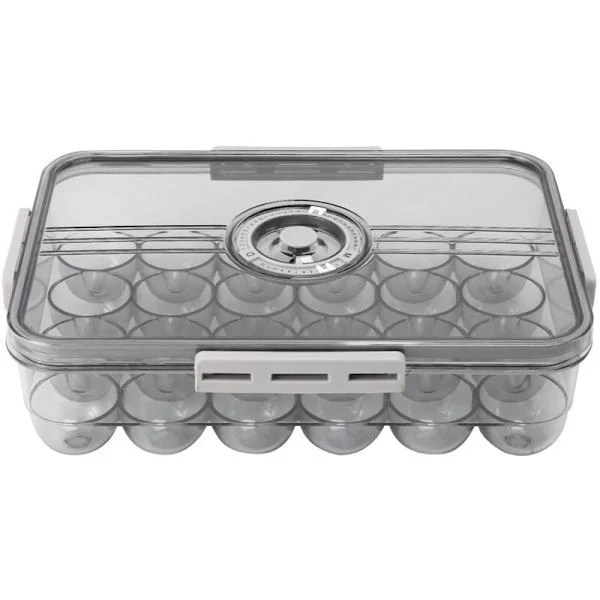 24 Rutenett Egg Oppbevaringsboks Transparent Eggbeholder for Kjøleskap Egg Organizer Holder Mat Oppbevaring Kjøkken Grå