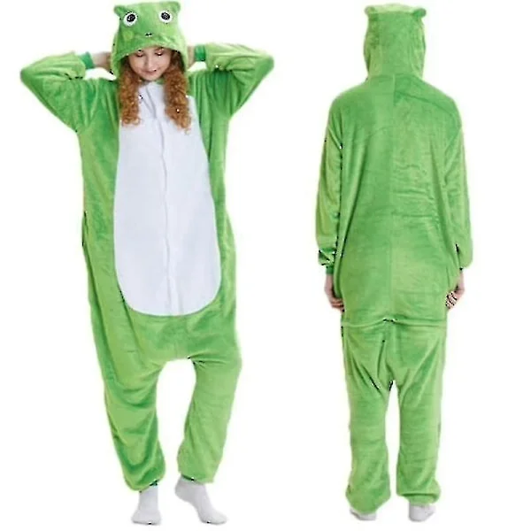 【YD】Unisex Voksen Kigurumi Dyrekarakter Kostume Onesie Pyjamas Heldragt L Frø Grøn L