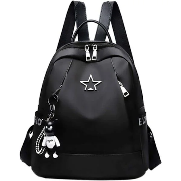 Backpack BHCPY Latest Popular Women's Backpack Oxford Fabric Backpack Women's School Travel Bag Shoulder Bag Burglar Alarm Backpack Black