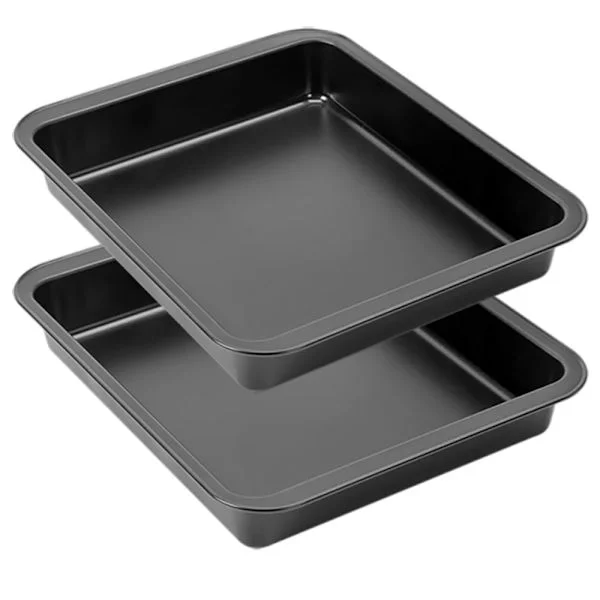 Stekeform - Stekepanne i karbonstål - Stekebrett - Gratengform - Lasagneform - Rektangulær ovnsform - Stor ovnsform - Sett med 2 - 23 x 22 cm