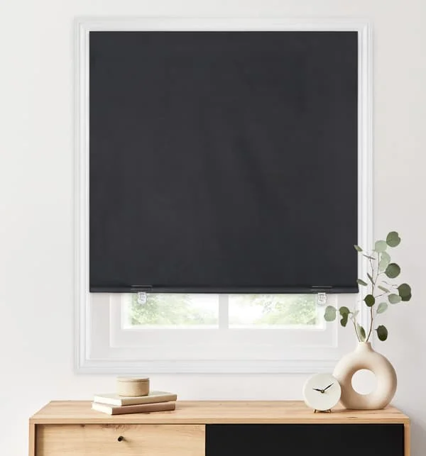 Blackout Roller Shades, No Tools No Drilling Cordless Blinds, Insulated UV Protection Privacy Shades for Bedroom (Black) (W26*H68 inch)