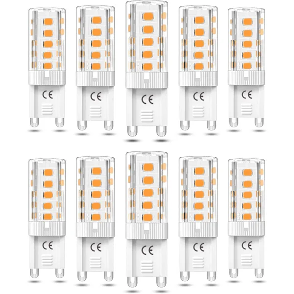10 stk G9 LED-pære Dimbar 5W Varmhvit 3000K G9 LED-pærer Halogen tilsvarende 50W AC110/220V [Energiklasse F]_GOD