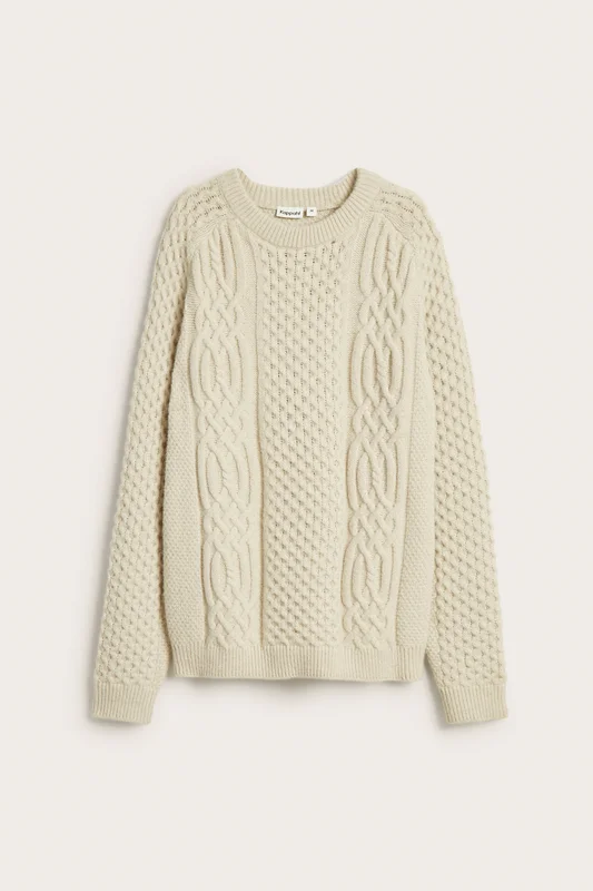 Kappahl | Kabelstickad tröja Ljusbeige 2XL | Herr