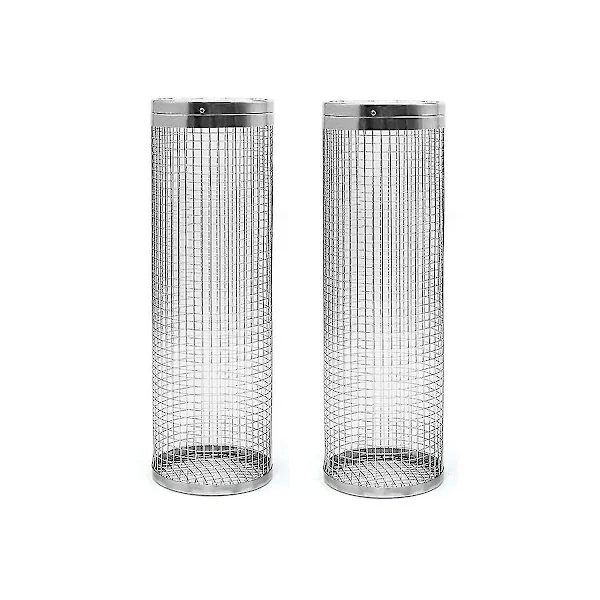2 Pcs Rolling Grilling Baskets - The Best Grilling Basket Ever, Stainless Steel Round Grill Net-FK1-