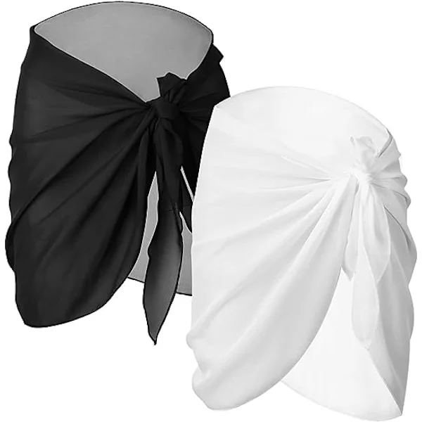 2 st svart + vit sarong dam baddräkt baddräkt wrap baddräkt