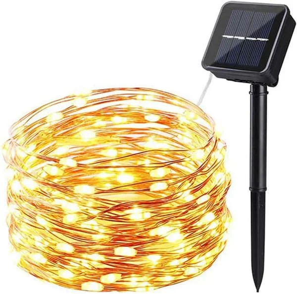20M200 LED Solcellsslinga Utomhus Vattentät Koppartråd Slinga 8 Blinkande Mönster LED Julgransslinga Varmvit_yux