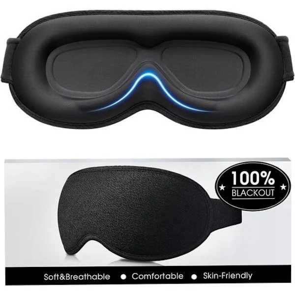 100 % mörkläggande sovmask – stressfri sovmask – ergonomisk design med 3D-konturer (ögonrörelse-vänlig) – supermjuk och bekväm
