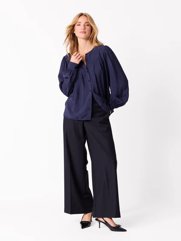 MATCH - Louise bluse - Jean Paul - Str. S - Dame - Skjorter & Bluser - Blå - 80% viskose, 20% nylon