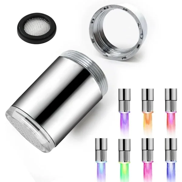 2-pack Färgglad LED-vattenkran, kranmunstycke med 7 färgskiftningar, LED-ljuskran, vattenkran för restauranger, hem, kök och badrum
