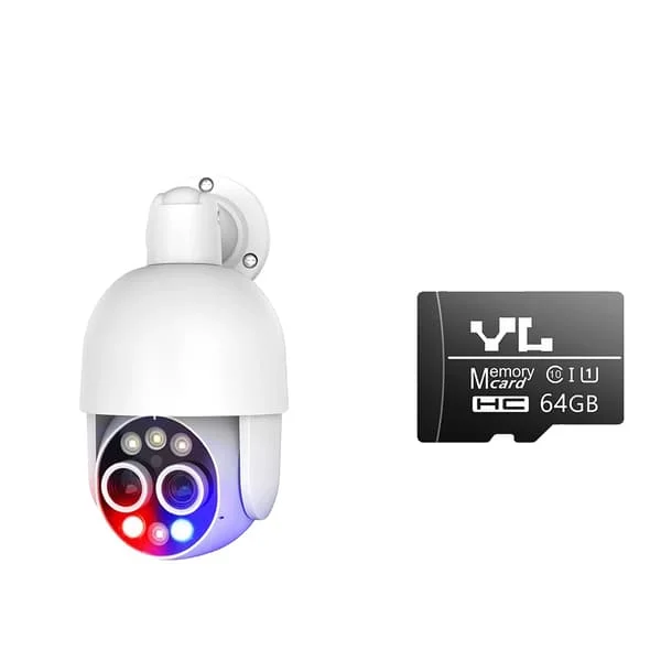Övervakningskamera, 8MP Dubbelobjektiv, AI Mänsklig Detektion, 4K 8MP Kamera 64G