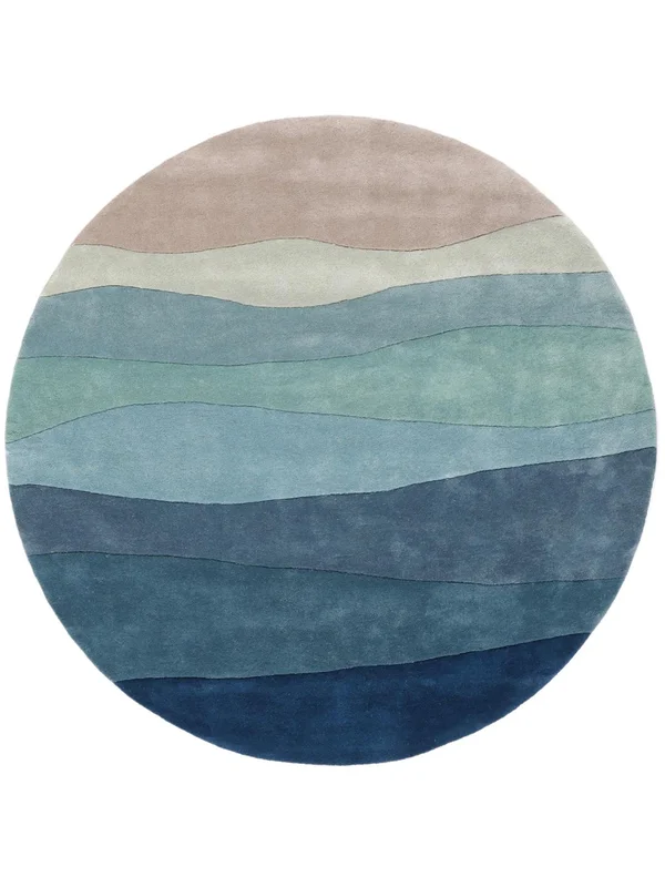Abstract Feeling Handtufted Rug - Blue Ø 200 Wool, Modern Style