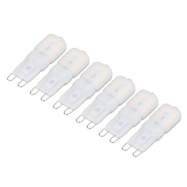 6 st G9 LED-lampor Dimbar 3W Energibesparing 360 graders ljuskälla för taklampor och taklampor Varmvit 220-240V