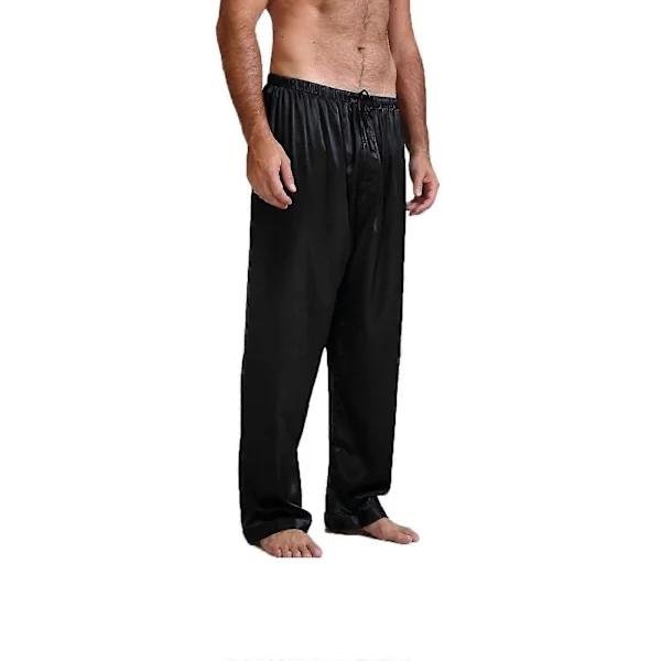 Herre Silke Satin Pyjamas Bukser Til Mænd Soveunderdele Nattøj Ensfarvet Snøre Taljebånd Nattøj Bukser GuanGuan