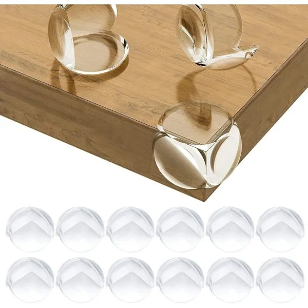 Barnsäkra Hörnskydd för Möbler, Skrivbord, Bord, Mjuka Hörn & Kanter + Säkra Runda 12-pack