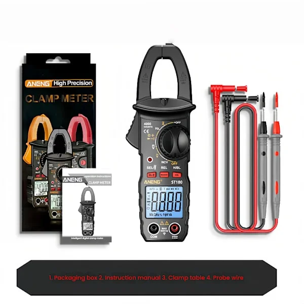 Digital klämmätare multimeter testare, mäter AC ström, spänning, kapacitans, resistans, diod, på/av frekvens bakgrundsbelysning verktyg