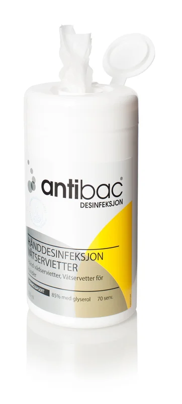 Antibac desinfeksjon våtservietter i boks 70 stk