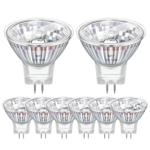 8-pack GU4 MR11 Halogen Lamps 12V 10W, MR11 Halogen Bulb 2800k Warm White Dimmable, GU4 Halogen Lamps