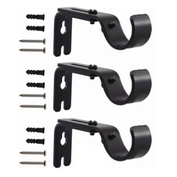 PCS Justerbare Gardinstang Veggfeste Kroker Jern Enkel Stang Brakett Holder for Veggmontert Gardin Svart 0.1