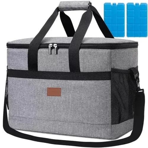Cooler bag 20L waterproof grey with 2 ice packs