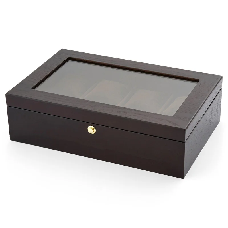 Scatola porta orologi marrone scuro - 8 orologi per uomini - Scatole porta orologi