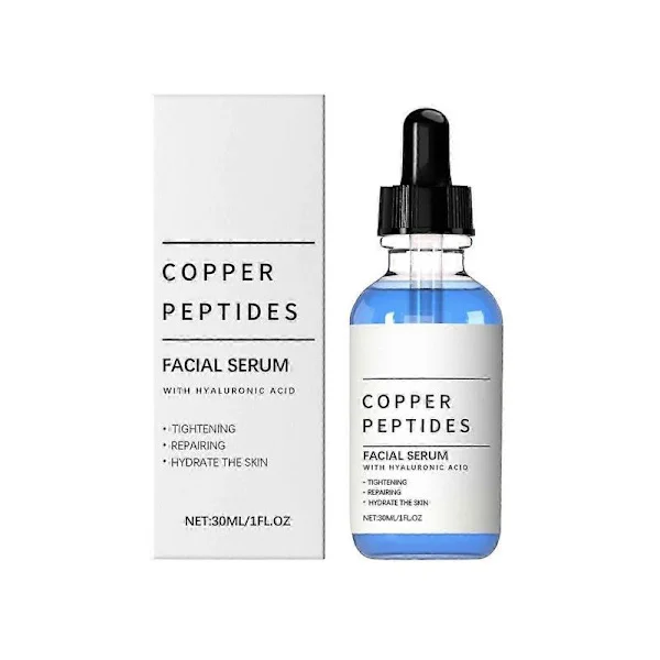 Kobberpeptider Serum for Ansikt - med GHK-Cu og Hyaluronsyre - Anti-aldrings Serum for Glattere, Fastere Hud, Hudelastisitet, Hydrering