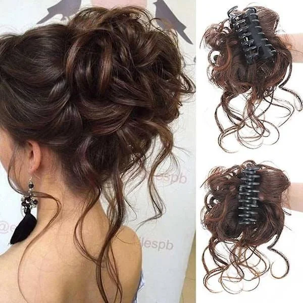 Clip-in Hair Extensions, Messy Bun, Curly Hair Bun with Hair, Chignon Voluminous Hair Extensions, Messy Bun Extensions - In Stock