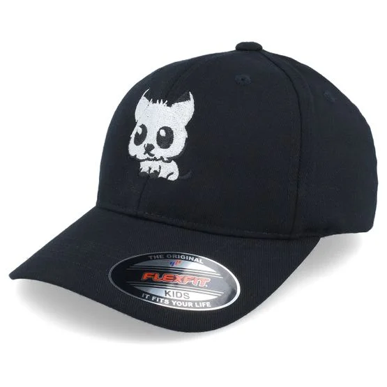 Kiddo Cap - Black - flexfit - Cap - Kids Cute Cat Black Stretch Fit - Hatstore