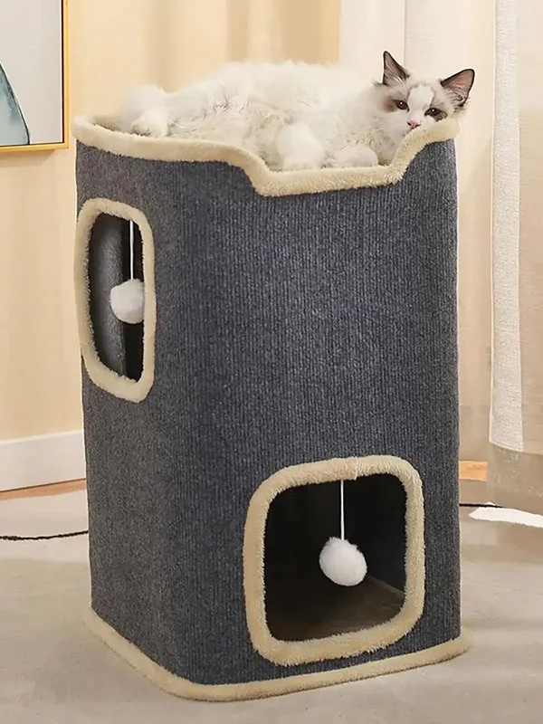 AliExpress - 2-lagiges Katzenhaus, Katzenhöhle für Hauskatzen, rechteckiges Katzenhaus, hängendes Spielzeug für den Innenbereich