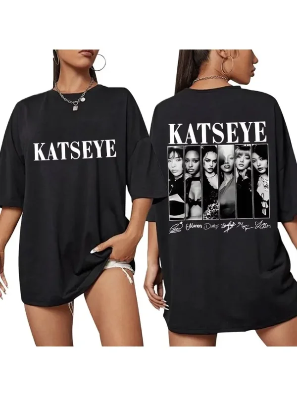 AliExpress - Vintage Koreaanse Stijl Katseye Grafische T-shirts Kpop Mode Mannen Vrouwen Populaire T-shirt 100% Katoen Oversized T-shirts Streetwear
