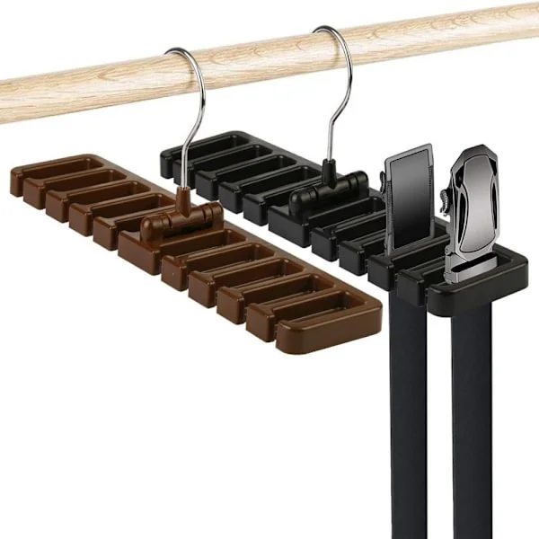 2 stk belteholder, henger slipsholder oppbevaring belte garderobe hengerstativ med 360° svingbar krok for belte slips skjerf
