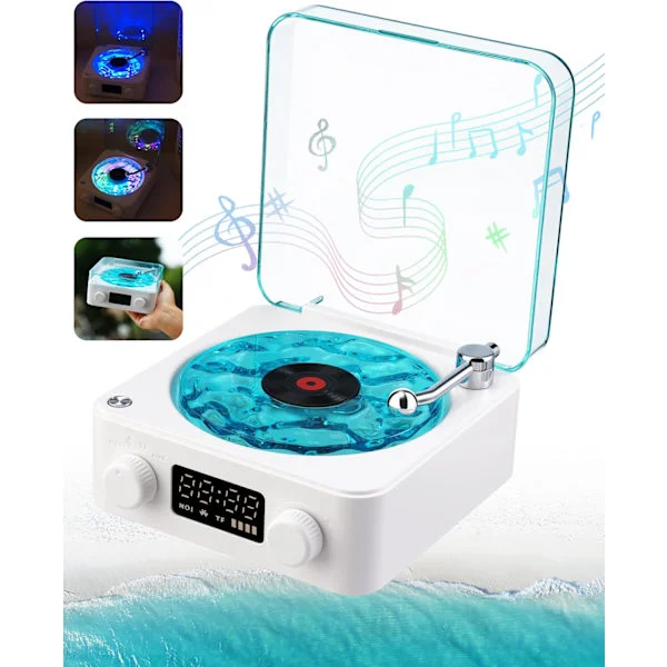 Bluetooth højttaler fonograf højttaler retro Bluetooth højttaler med omgivende lys og timer sød mini fonograf højttaler