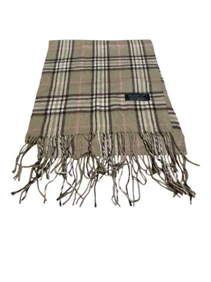 Vintage Burberrys Lambswool Scarf - Beige & Pink Check