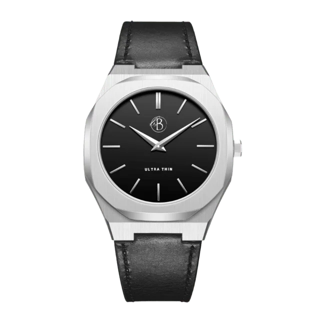 by BILLGREN Douglas | Klocka Läder Klockor Herr Svart 22 mm