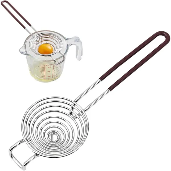 Stainless Steel Egg Separator, Egg Yolk Separator with Extended Handle, Efficient Egg White Filter